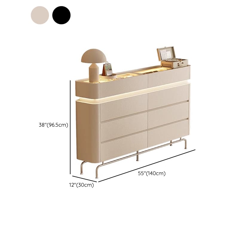 Simplistic Hardwood Double Dresser with 8 Horizontal Drawers and LED Lights thumbnail 20