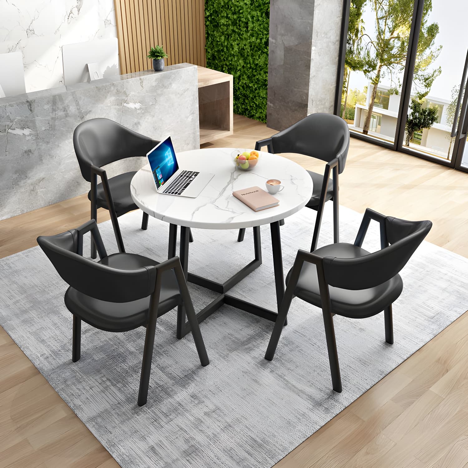 Modern Style Iron Arm Chair Open Back Dining Side Chair with Upholstered thumbnail 14
