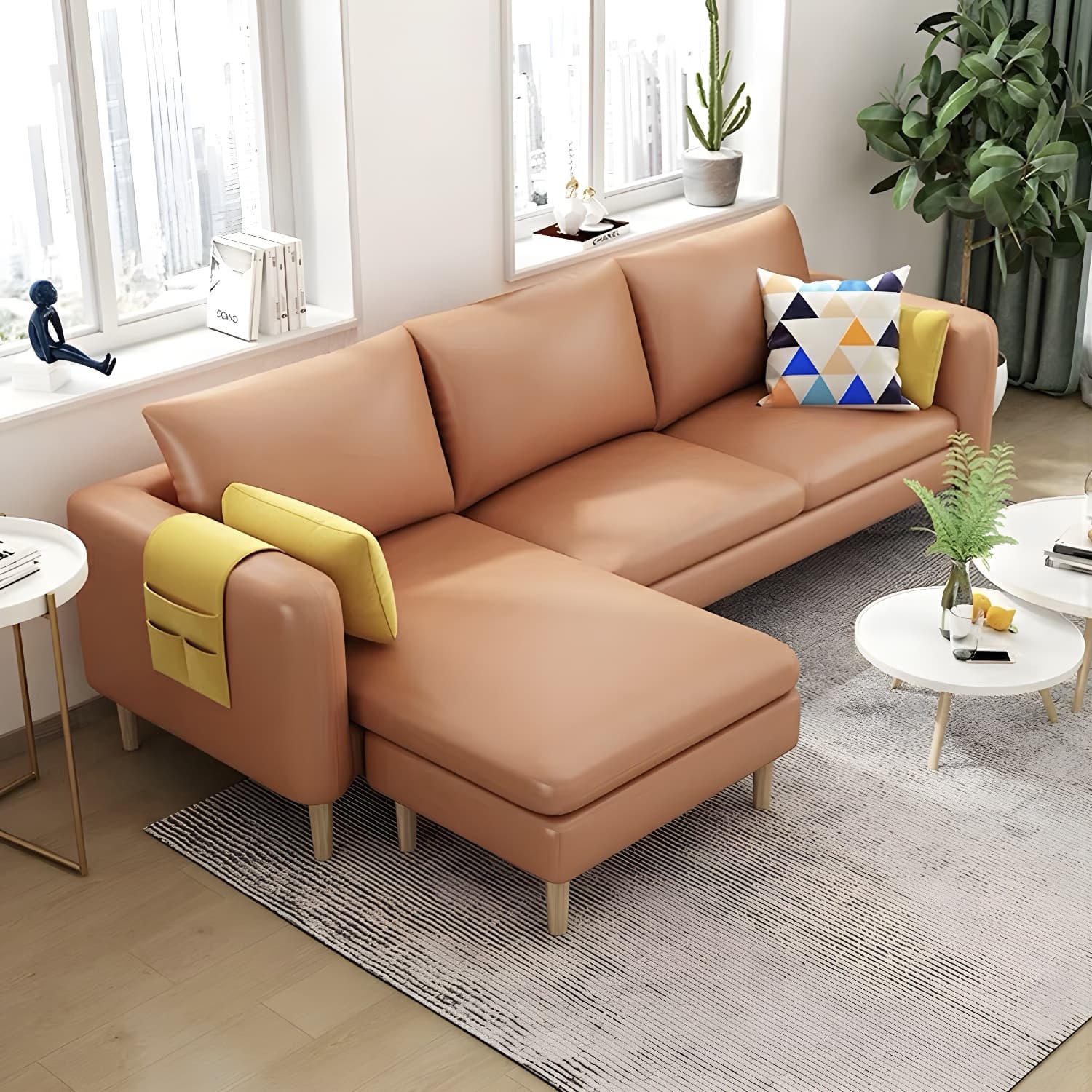 79.5" W L-Shaped Sectional Sofa with Square Arm and Bolster Pillows thumbnail 14