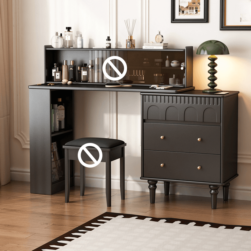 Simplistic Large Vanity Set/Makeup Vanity with Rubberwood Table Top, 4 Drawers/6 Drawers/2 Drawers, Scalable and No Suspension thumbnail 1