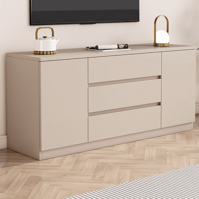 Wooden TV Stand with Shelf, 3 Drawers, Hutch, 2 Interior Shelves, and Cable Management thumbnail 6