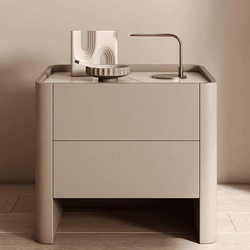 Stylish Drawer Storage Nightstand with 2 Drawers, Stone Countertop, and Leg thumbnail 11