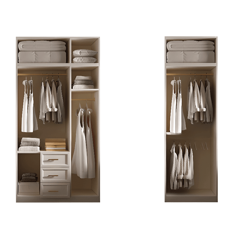 Chalk Simple Lumber Independent Wardrobe Closet with Soft Close Drawer, Interior Shelves, and Clothing Rod thumbnail 4