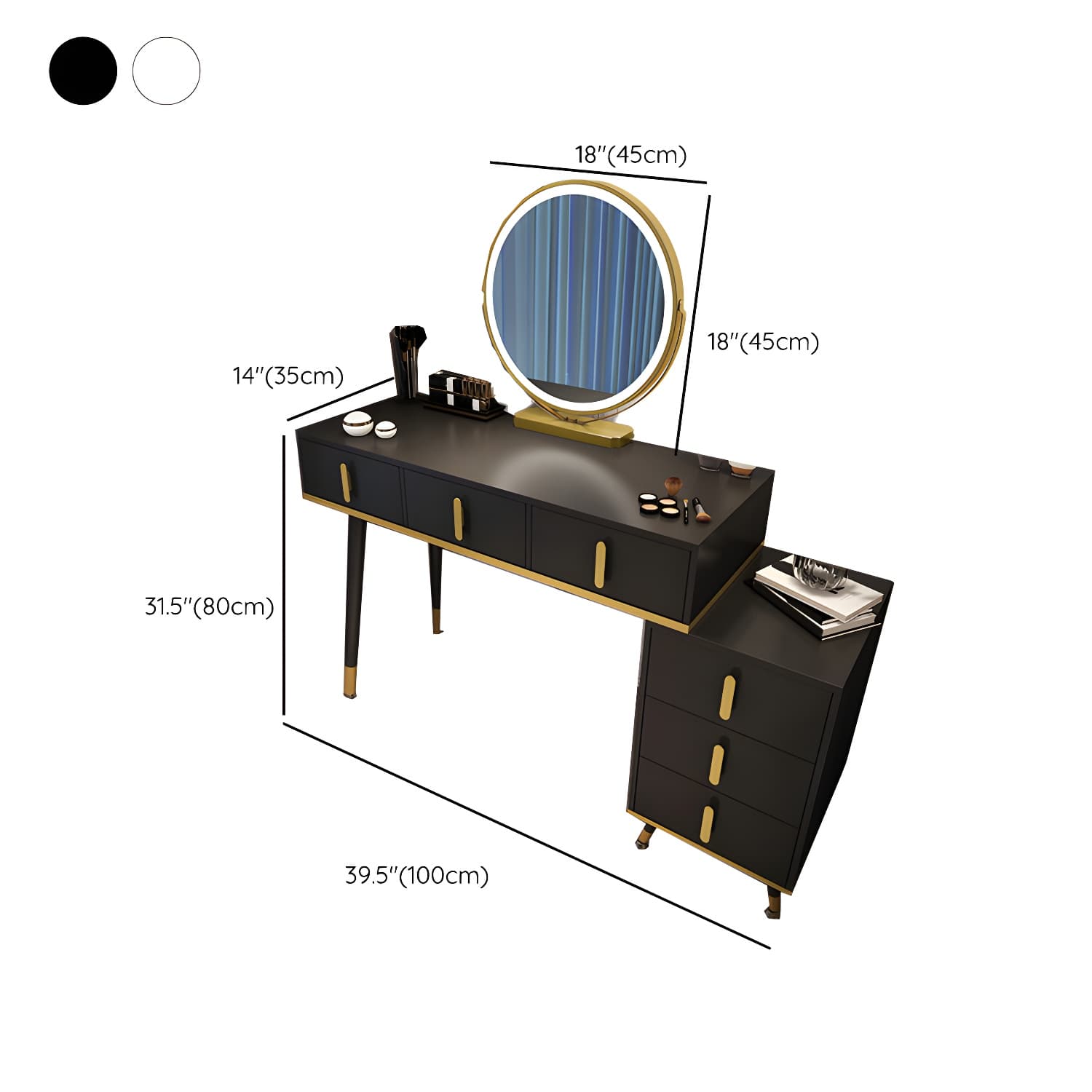 Contemporary Make-up Vanity with Wooden Top and Drawers for Bedroom thumbnail 16