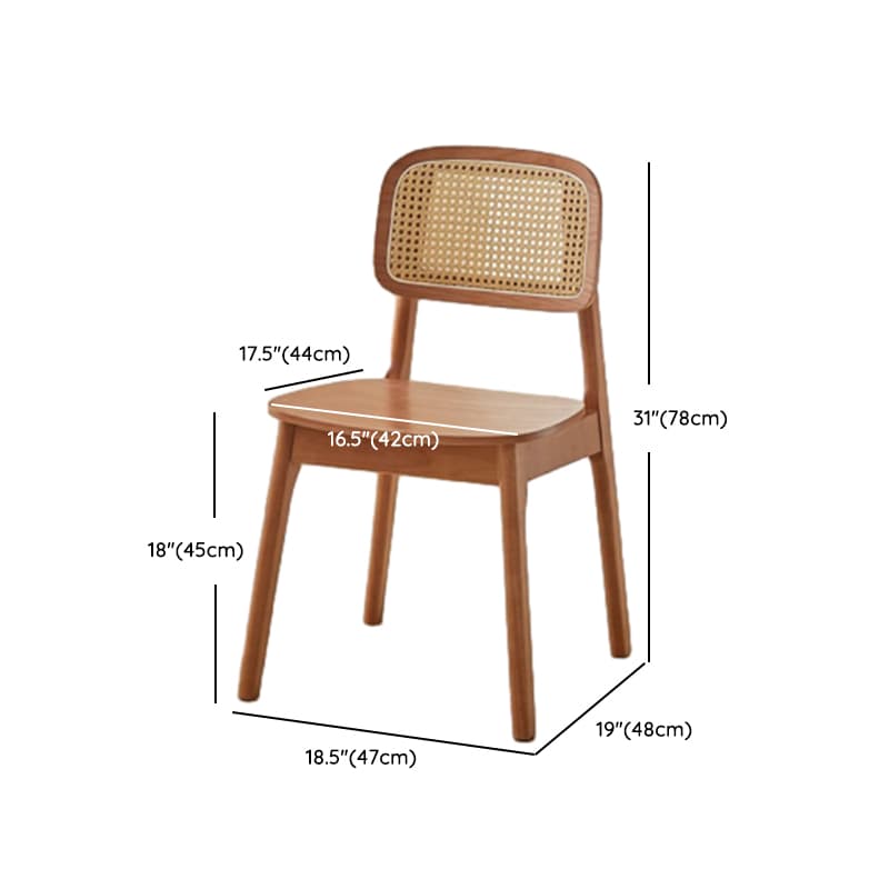 Leatherette/Wood/Rattan Entwined Balanced Armless Chair with Uncovered Back and Timber Legs in Sepia/Ink/Wood Color in a Scandinavian Style thumbnail 26
