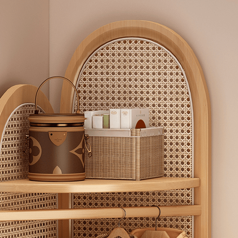 Modern Simple Nook Accent Cabinet with 2 Exterior Shelves, Storage Basket, and Midnight Black/Sepia Top thumbnail 6