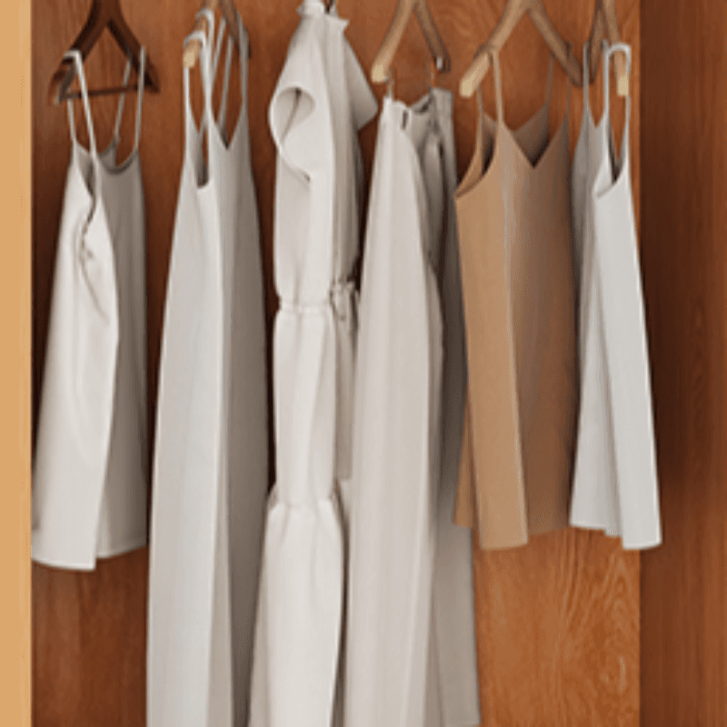 Casual Natural Finish Wood Wardrobe Closet with Soft Close Drawer, Door, Interior Shelves, and Hanging Rod thumbnail 3