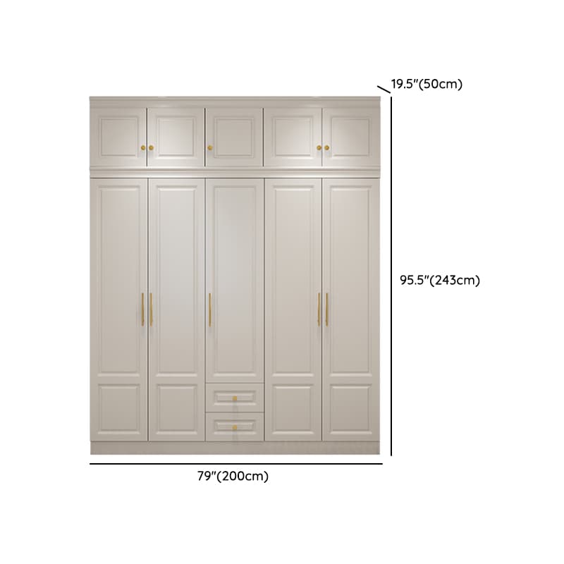 White Minimalist Lumber Wardrobe Closet with Soft Close Drawer, Soft Close Door, Interior Shelves, and Clothing Rod thumbnail 17
