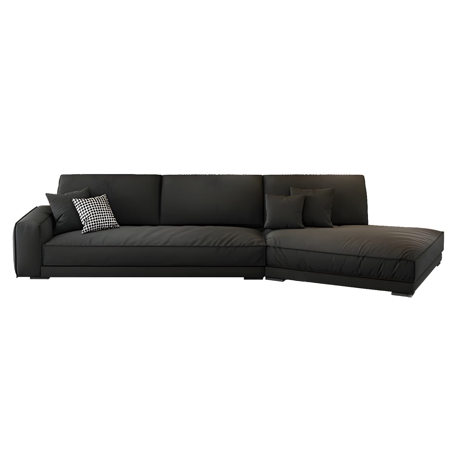 Modern Gray Polyester Blend Stationary Sectional Sofa with Square Arm and Cushion Back thumbnail 5