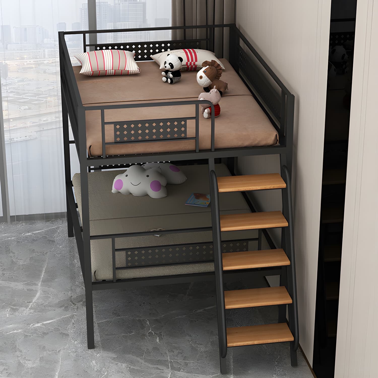 Simple and Chic Metal Frame Modern Bed with Headboard Included thumbnail 10