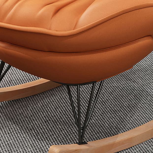 Indulgent Modern Upholstered Rocking Chair with Ottoman Perfect for Relaxation in Natural Wood Tone thumbnail 18