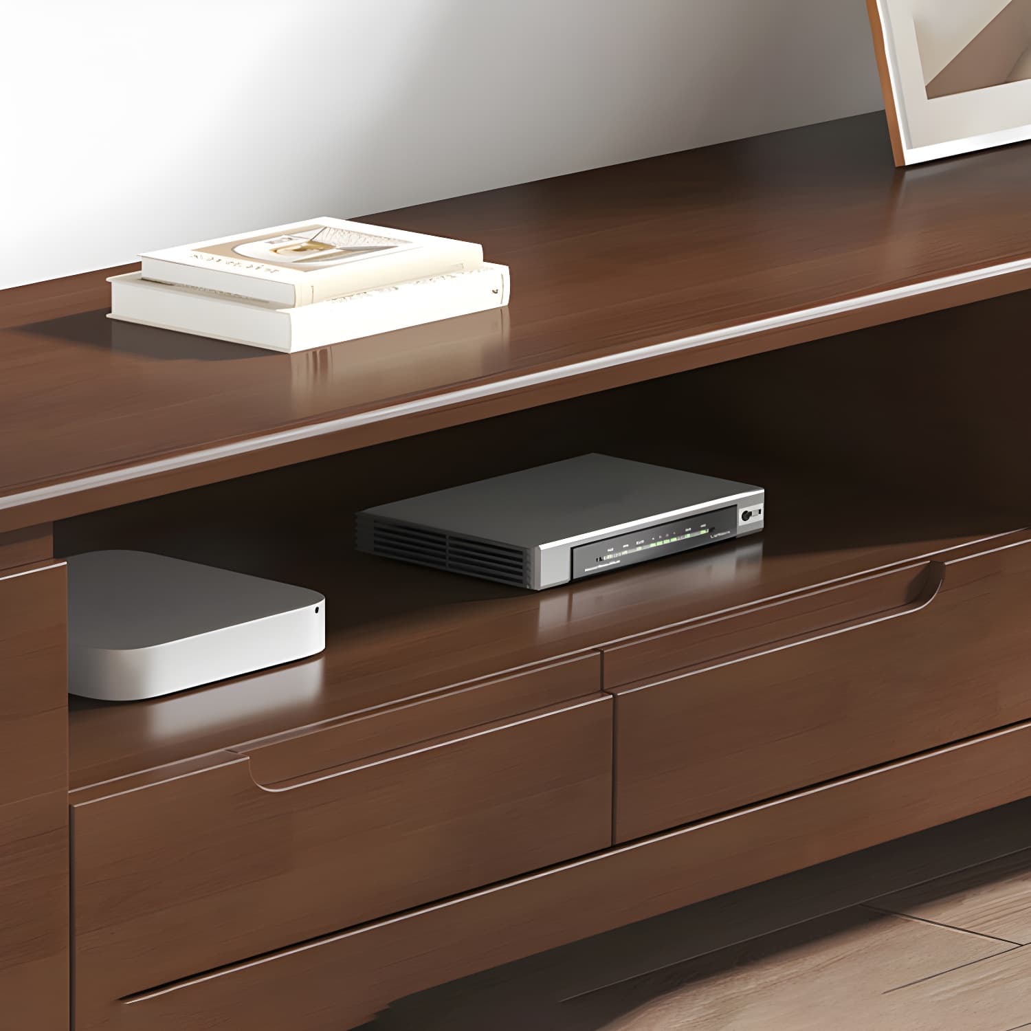 Scandinavian TV Media Stand Solid Wood TV Media Console with Drawers thumbnail 10