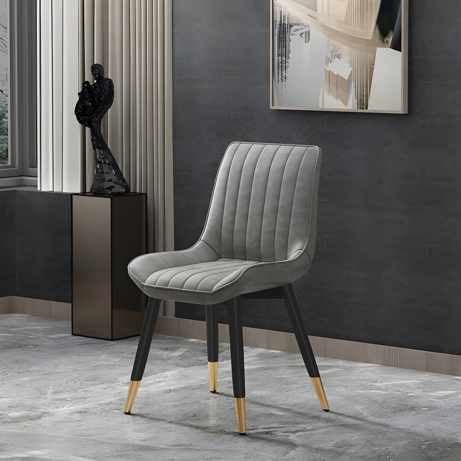 Glam Faux Leather Dining Chair Parsons Chair in Matte Finish for Home thumbnail 8