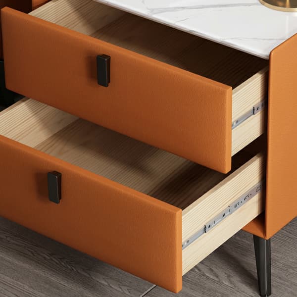 Contemporary 4 Legs Storage Drawer Nightstand with Black Handles for Bedroom thumbnail 23