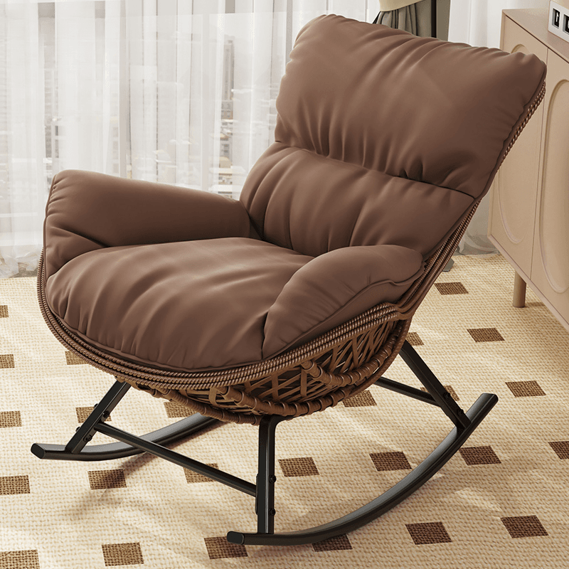 Simple Upholstered Rocking Seat with Scratch-tolerant Padded Design and Ottoman thumbnail 1