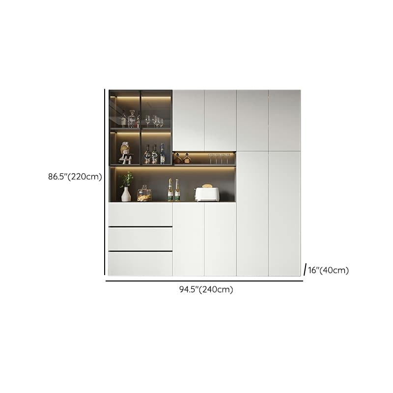 White Modern Buffet Cabinet with Cabinets and Shelves, Full Assembly Needed thumbnail 23