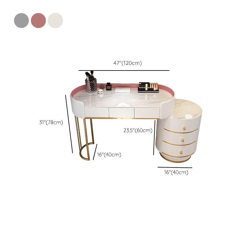 Contemporary Bedroom Metallic Lighted Mirror With Drawer Makeup Vanity Set thumbnail 22