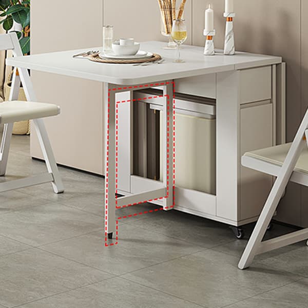 Scandinavian Wood Drop Leaf Dining Table with Storage and Expandable Design thumbnail 7