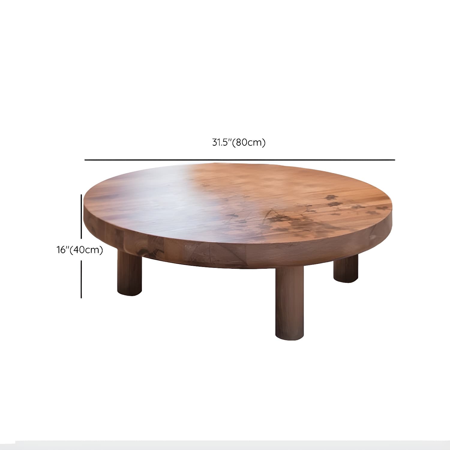 3 Legs 1 Single Coffee Table Solid Wood Brown Cocktail Table thumbnail 10