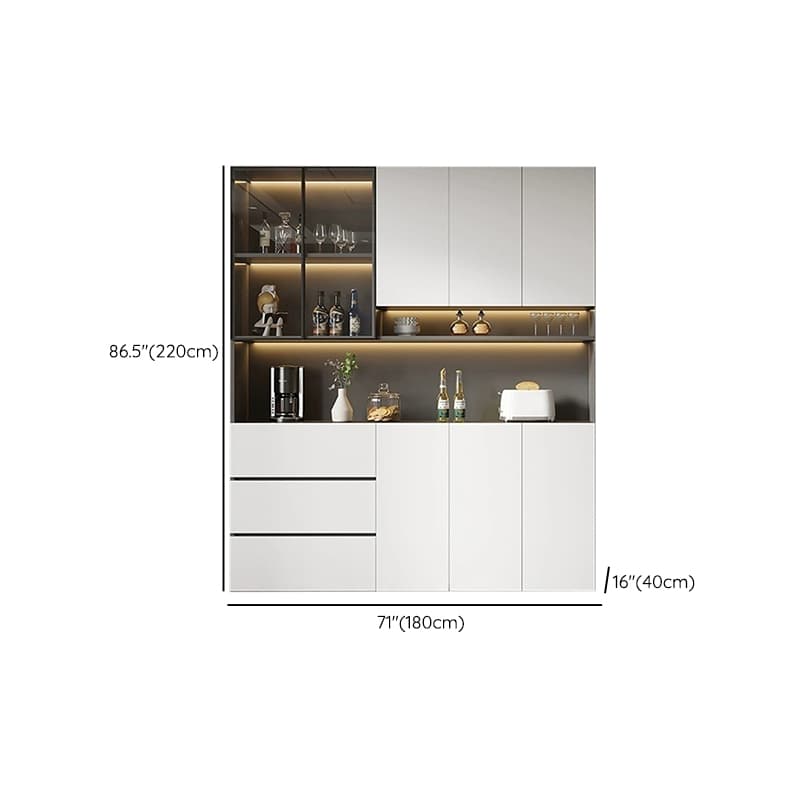 White Modern Buffet Cabinet with Cabinets and Shelves, Full Assembly Needed thumbnail 19