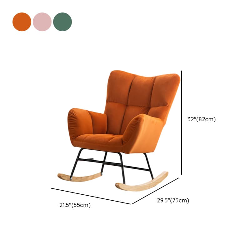 Midnight Black/Olive Green/Lemon Color Ergonomic Stationary Rocking Chair Couch with Rear & Round Arm thumbnail 27