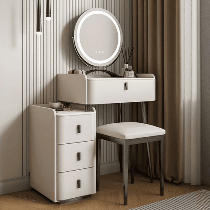 Orange/Gray/Beige Vanity Set with Drawers and Adjustable Brightness Mirror thumbnail 5