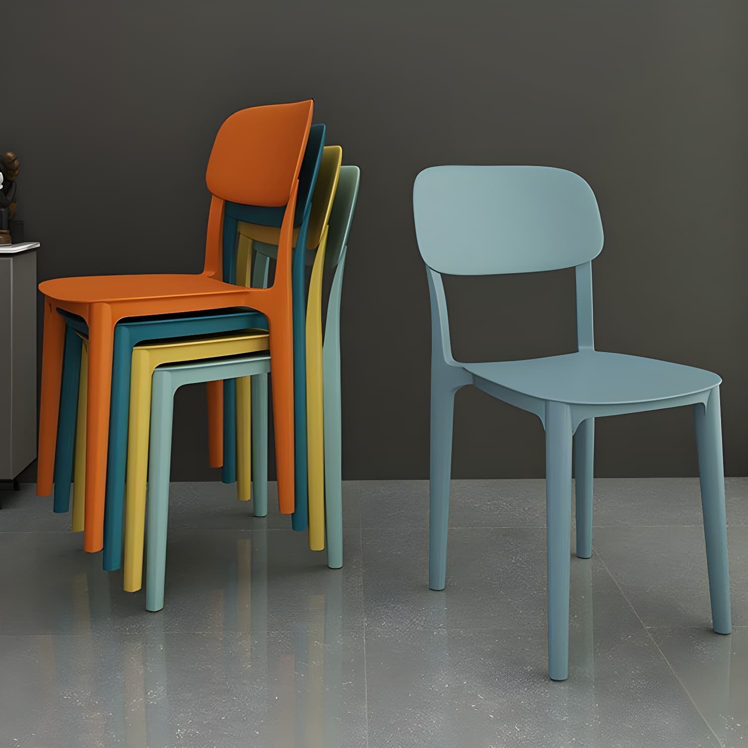 Scandinavian Style Stackable Kitchen&Dining Chair, Plastic and Non-Upholstered thumbnail 13