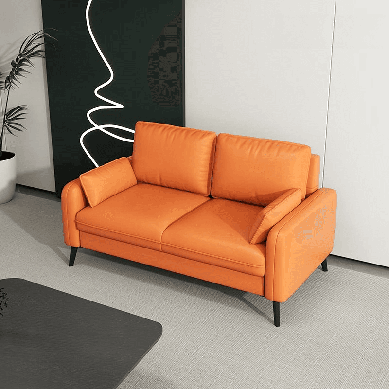 Contemporary Scratch-immune Solid Color Cerulean/Olive Green/Amber Color Loveseat for Seats 2 with Pillow Back and Square Arm thumbnail 7