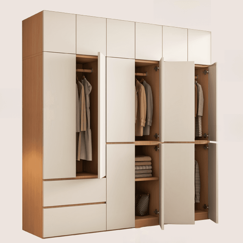Chalk Modish Laminate Wardrobe Closet with Soft Close Drawer, Soft Close Door, Interior Shelves, and Clothing Rod thumbnail 3