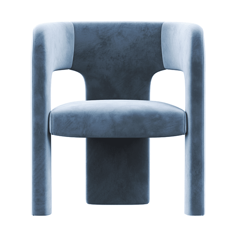 Soft-pile Fabric Upholstered Secure Outlined Arm Chair with Curved Back and Dark Blue/Light Green/Blush Legs in a Nordic Style thumbnail 17