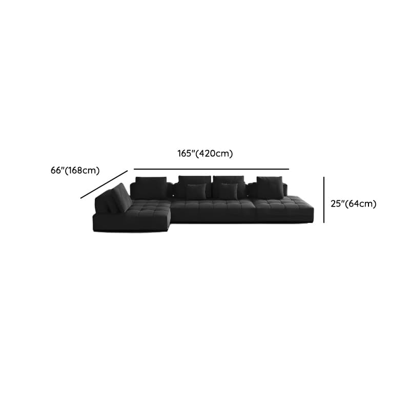 L-Shape Dark Upholstery Corner Sectional, Seats 5 with Button-tufted Design thumbnail 15