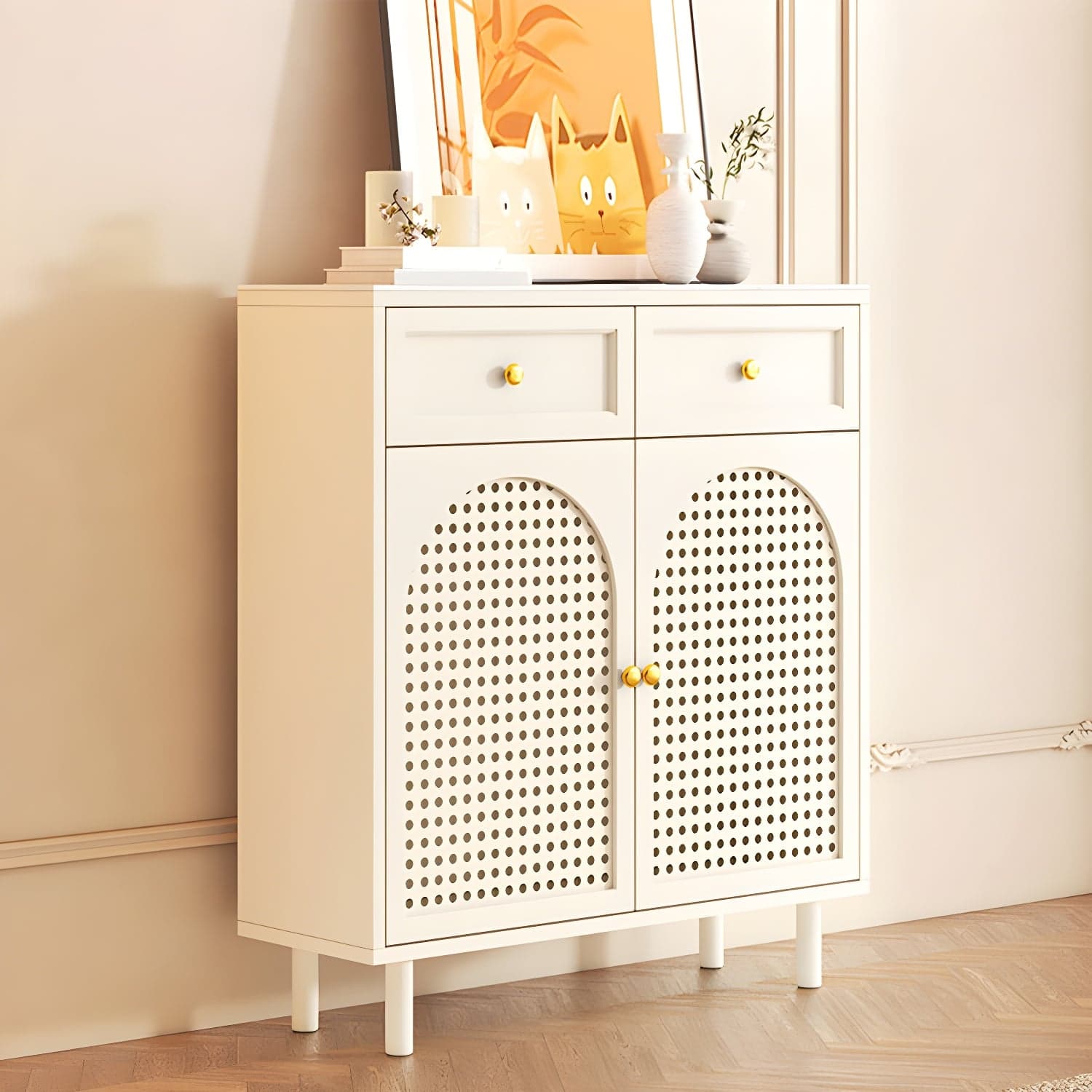 Scandinavian Wood Buffet with Countertop, Drawers, and Cabinets - image 3