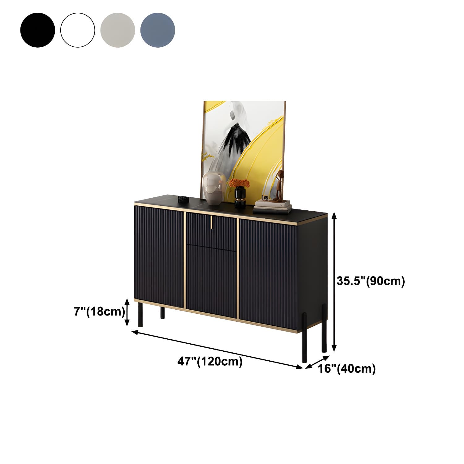 Artificial Wood Sideboard Glam Sideboard with Doors for Living Room thumbnail 16