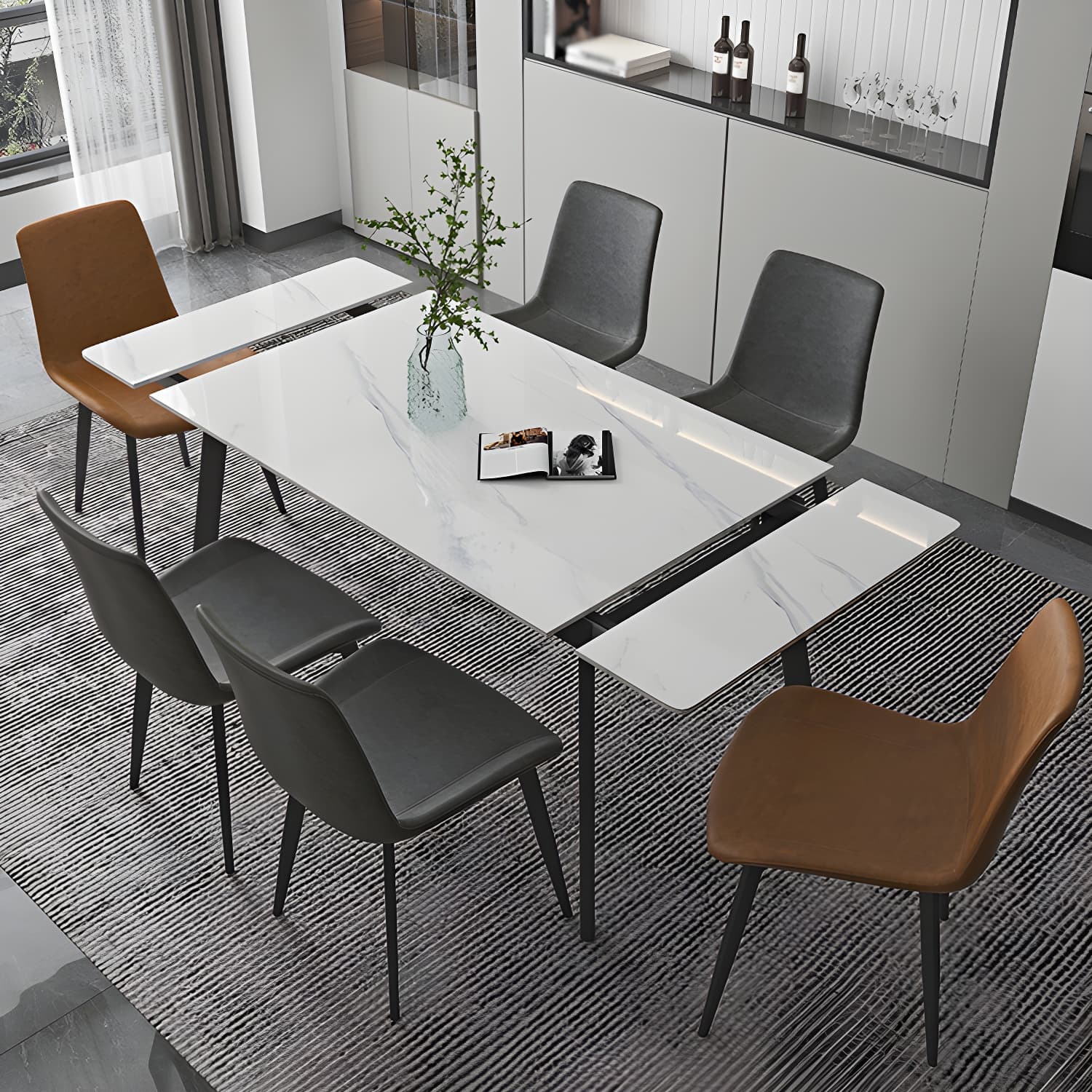 Contemporary 1/4/5/7 Pieces Dining Set Rectangle Dining Table Set with 4 Legs thumbnail 1