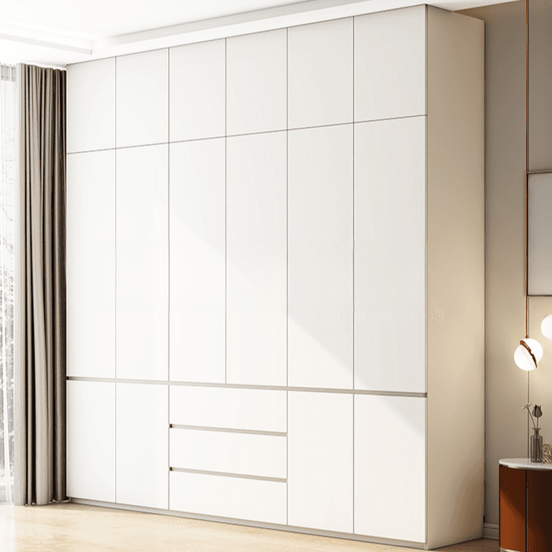 Minimalist Chalk Wooden Cabinet Armoire with Soft Close Drawer, Soft Close Door, Interior Shelves, and Clothing Rod thumbnail 3