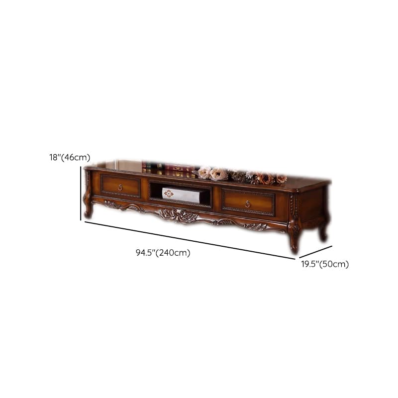 Scandinavian Brown TV Stand with Drawers & Shelves and Low Height featuring Open Storage thumbnail 12