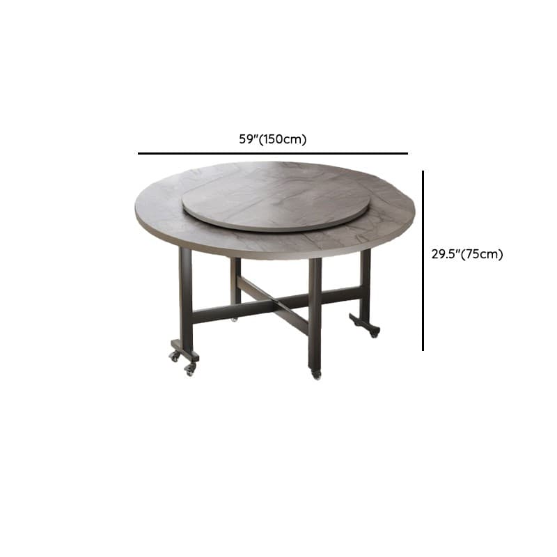 Contemporary Circular-shaped Timber Dining Table in Gray, Extendable thumbnail 17