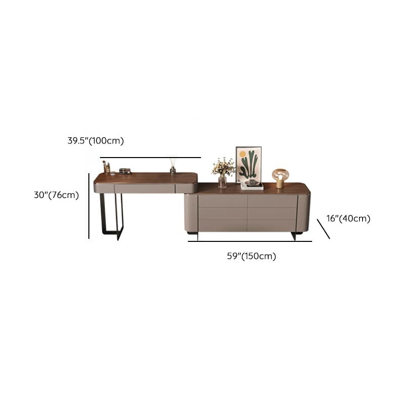 Vanity Set in Tan with 7 Drawers, Scalable and Push-Pull Features thumbnail 11