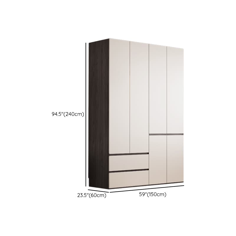 White Minimalist Manufactured Wood Independent Wardrobe Closet with Soft Close Drawer, Soft Close Door, and Interior Shelves thumbnail 25