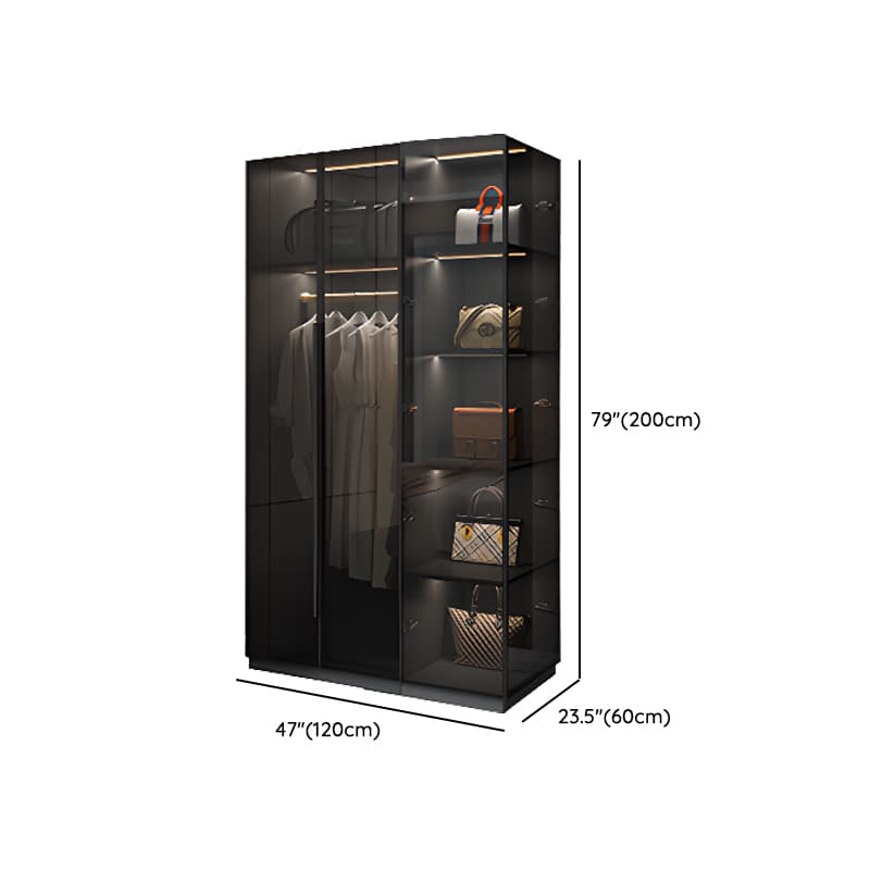 Midnight Black Unattached Lumber Armoire Cabinet with Soft Close Door, Interior Shelves, Clothing Rod and Soft Close Drawer thumbnail 13