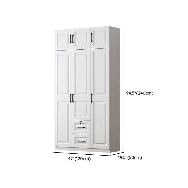 Sleek White Nordic Wooden Detached Almirah with Soft Close Drawers, Doors, and Clothing Rod thumbnail 18
