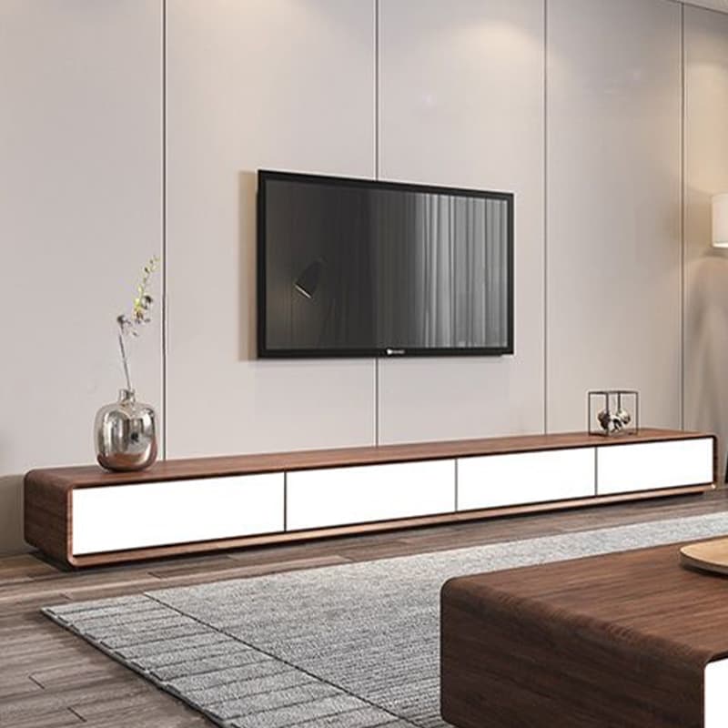 Contemporary Oblong Wood TV Stand Console with Storage Drawers thumbnail 15