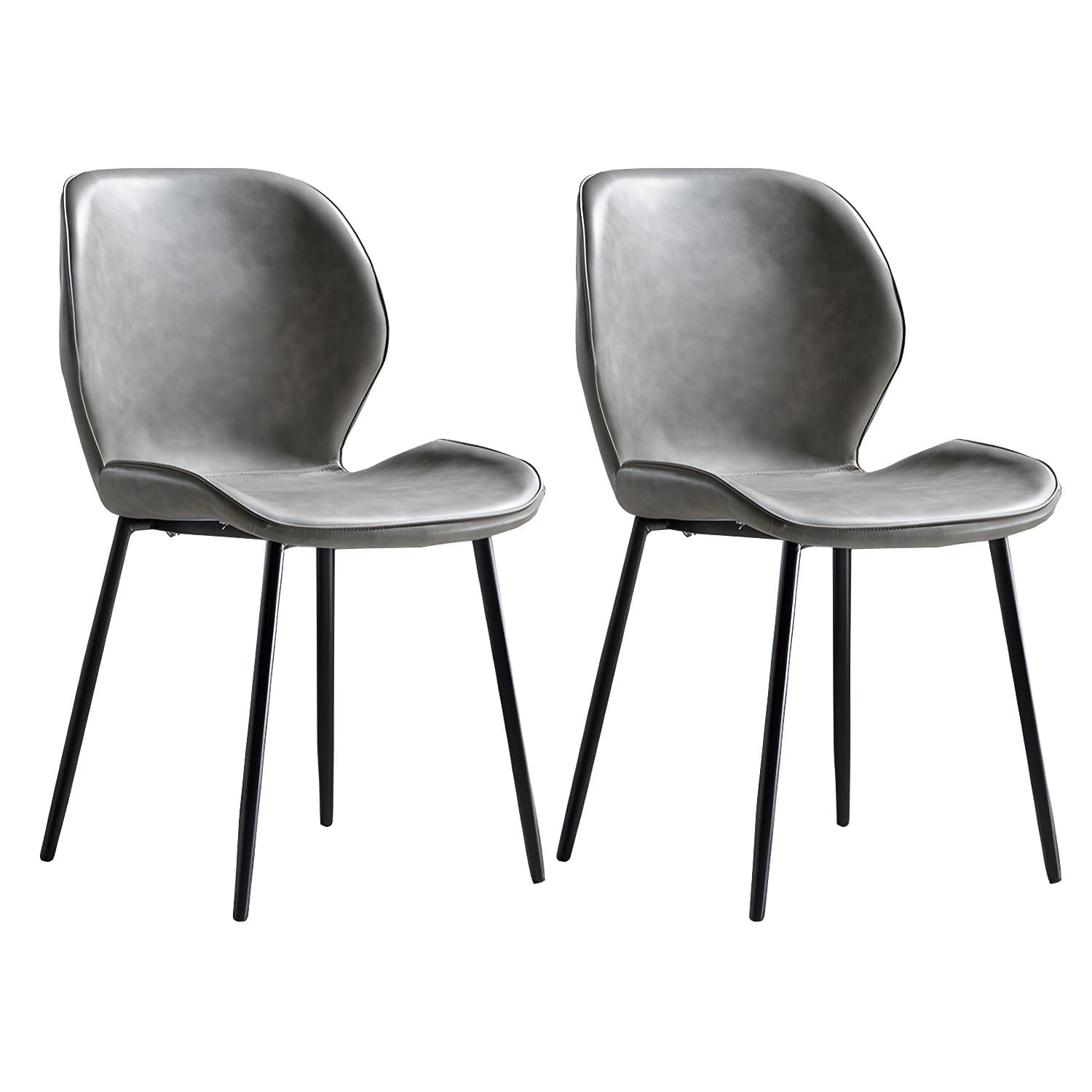 Scandinavian Leather Home Side Chair Matte Finish Wingback Dining Chair (Set of 2) thumbnail 7