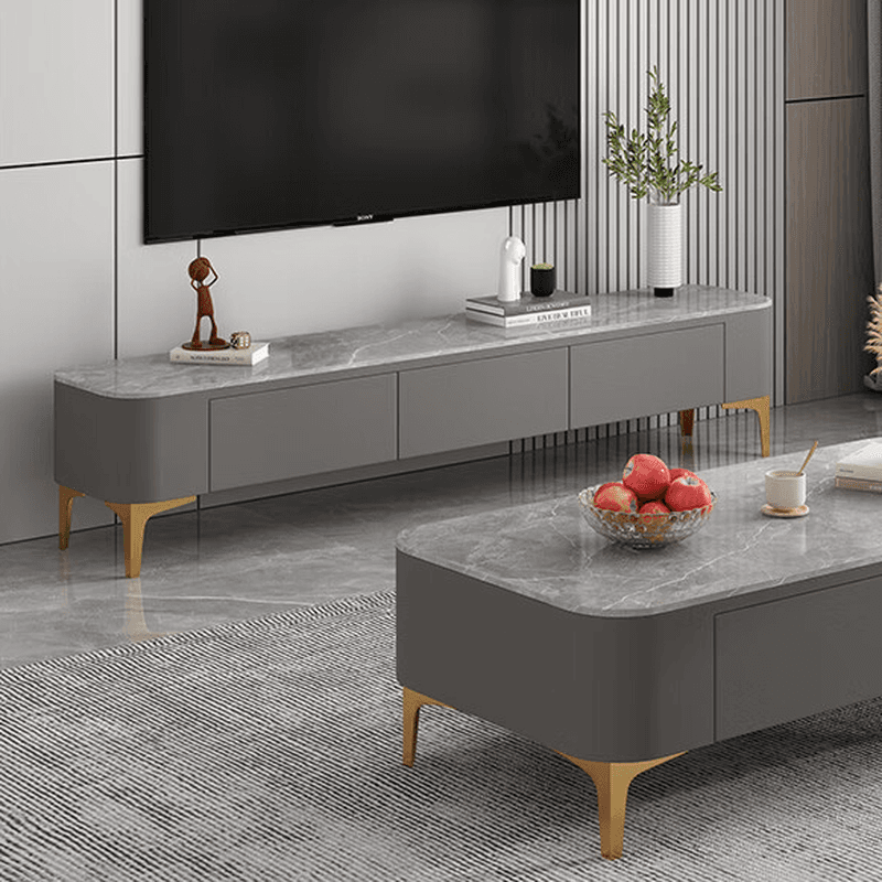 Modish Vitreous TV Stand with 3 Drawers for Sitting Room thumbnail 7