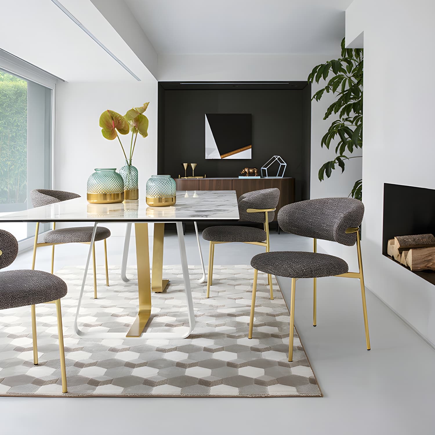 Restaurant Scandinavian Upholstered Side Chair Matte Finish Open Back Dining Chair thumbnail 16