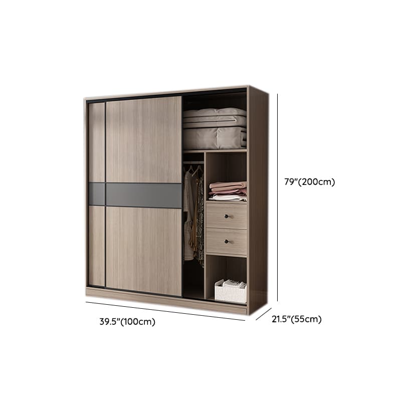 Rustic Brown Self-supporting Armoire Cabinet Pine with Shelves thumbnail 10