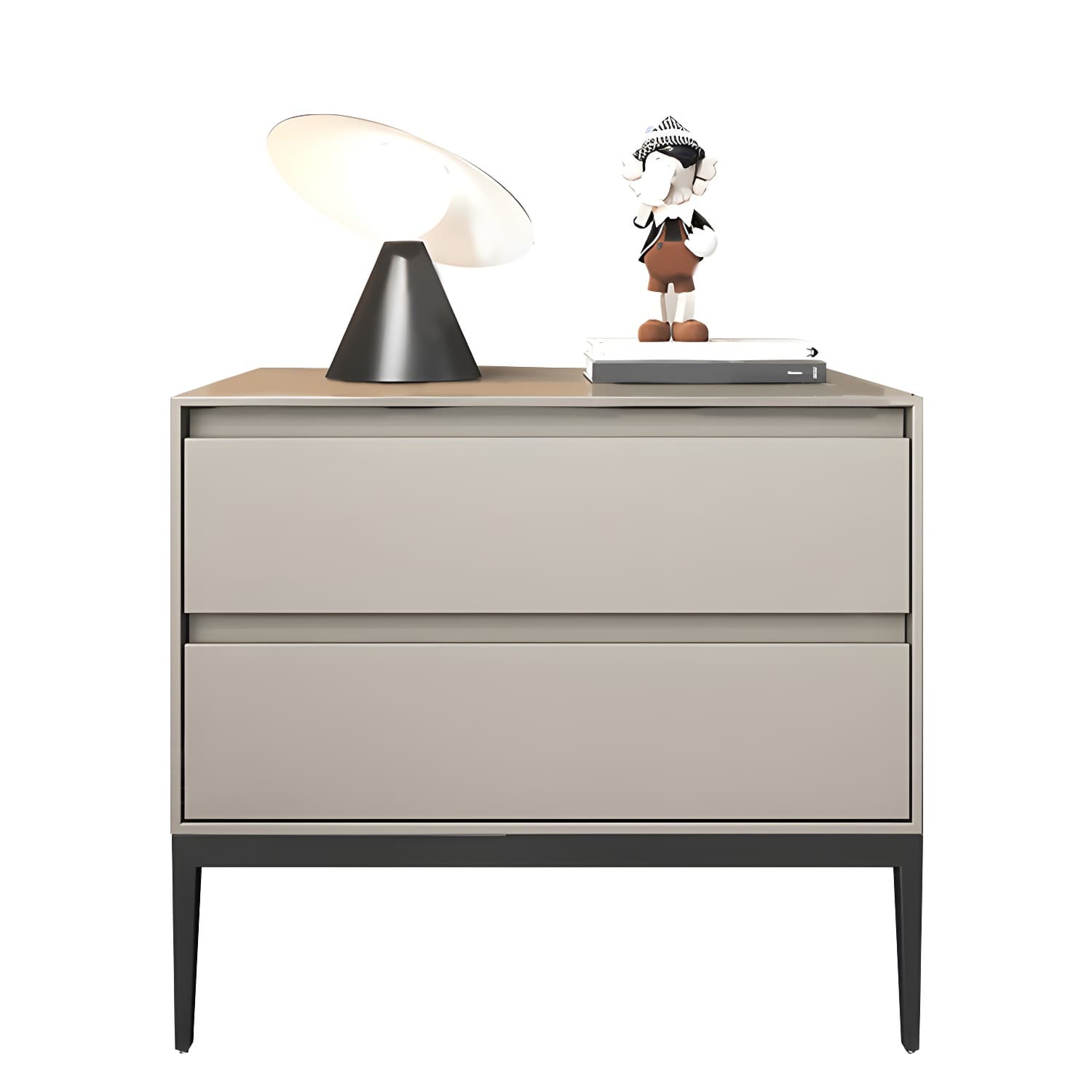 Wooden Night Table Contemporary Bedside Cabinet with 2 Drawers thumbnail 1