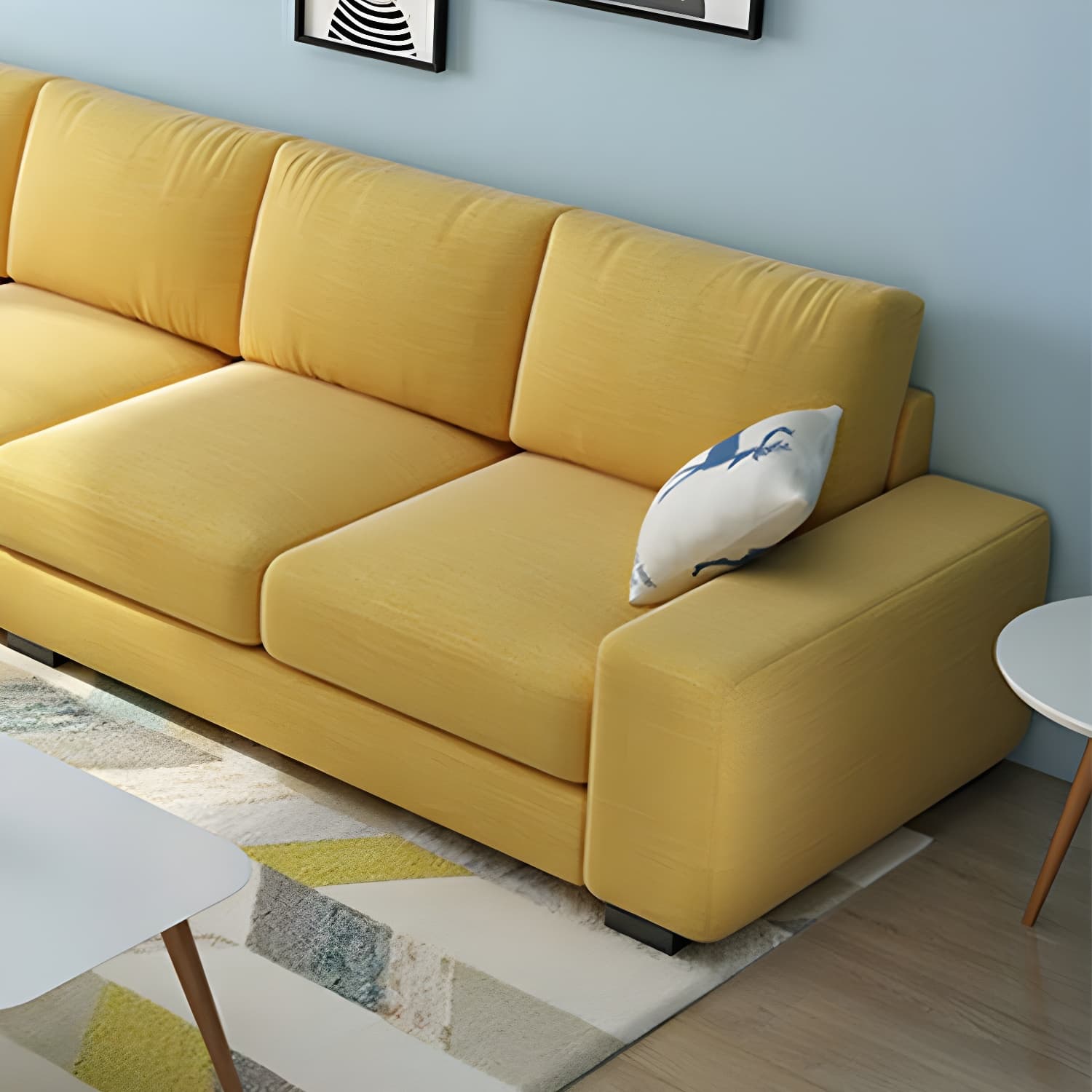 Scandinavian Wood Frame Straight Sofa with Cushion Back and Slipcover in 3 Piece Set thumbnail 25