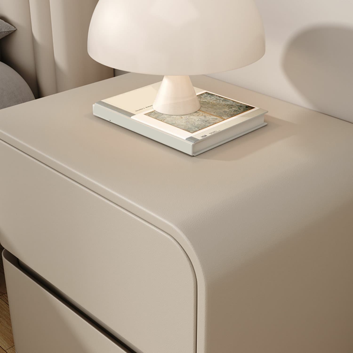 Rounded Corners Nightstands Solid Wood with Silent Buffer Guide Rail thumbnail 10