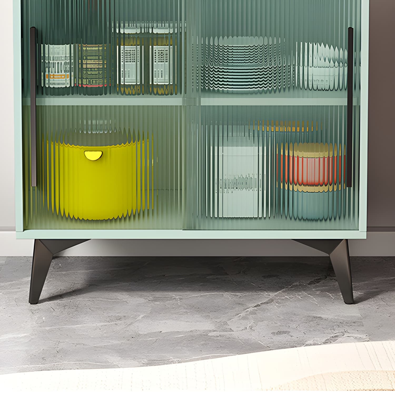 Scandinavian Wood Sideboard Credenza with Acrylic Doors and Drawers - image 15